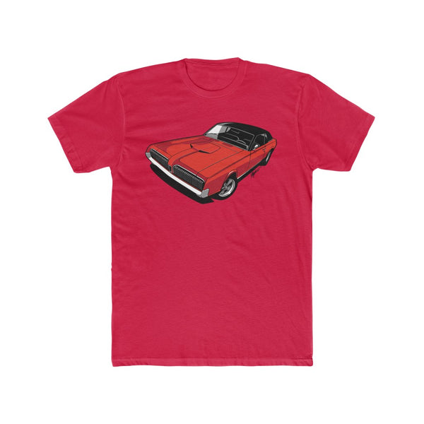 1967 Mercury Cougar Feral Cat Red Men's Cotton Crew Tee