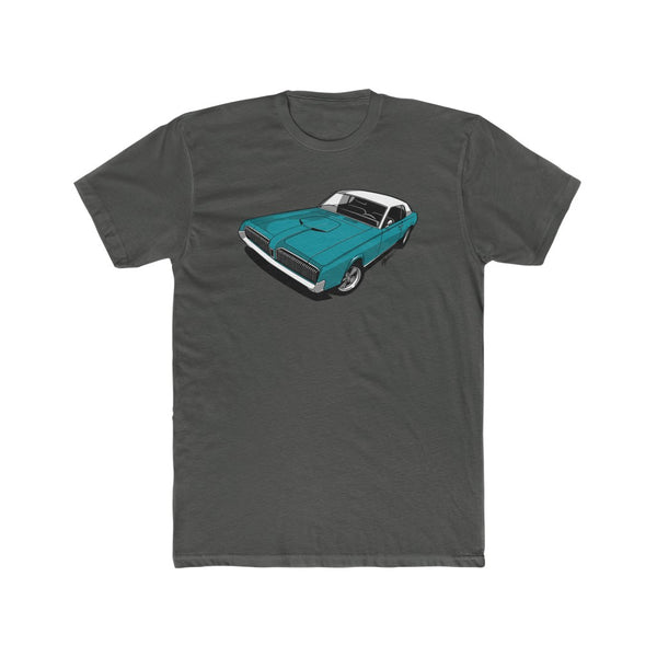 1967 Mercury Cougar Feral Cat Blue Men's Cotton Crew Tee