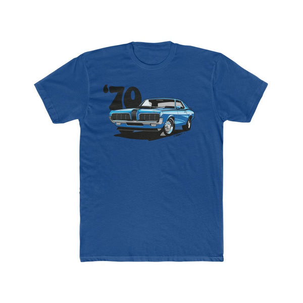 1970 Mercury Cougar Eliminator Blue Men's Cotton Crew Tee