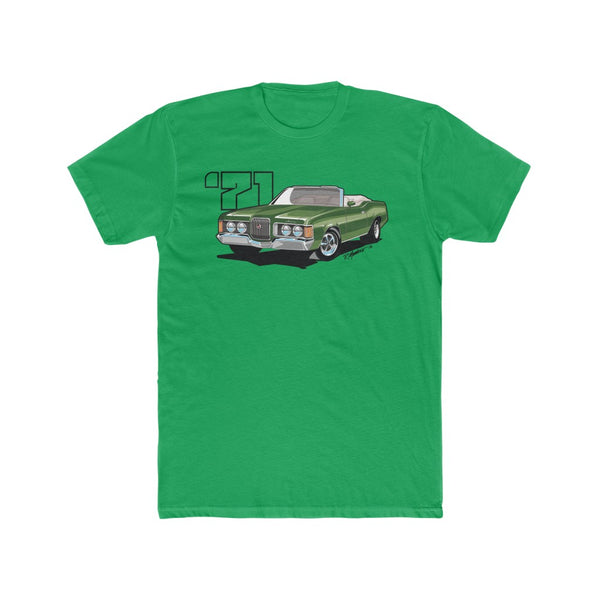 1971 Mercury Cougar Convertible Green Men's Cotton Crew Tee