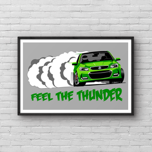 Holden Commodore VF2 Green Feel The Thunder Poster